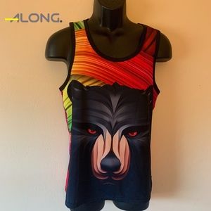 Along Rainbow Bear Tank Top  Medium Polyester blend Gently worn